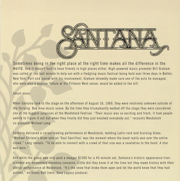 Santana – Woodstock Saturday August 16, 1969