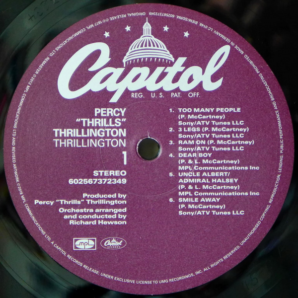 Percy "Thrills" Thrillington (Paul McCartney) – Thrillington